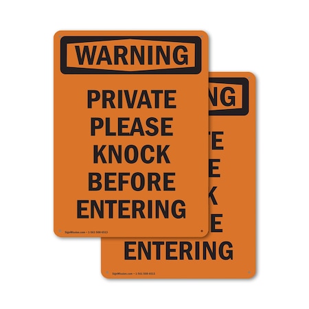 Signmission Private Please Knock Before Entering OSHA Warning Sign, Aluminum, 18in W x 24in L, 2PK OS-2PACK-WS-A-1824-V-13459